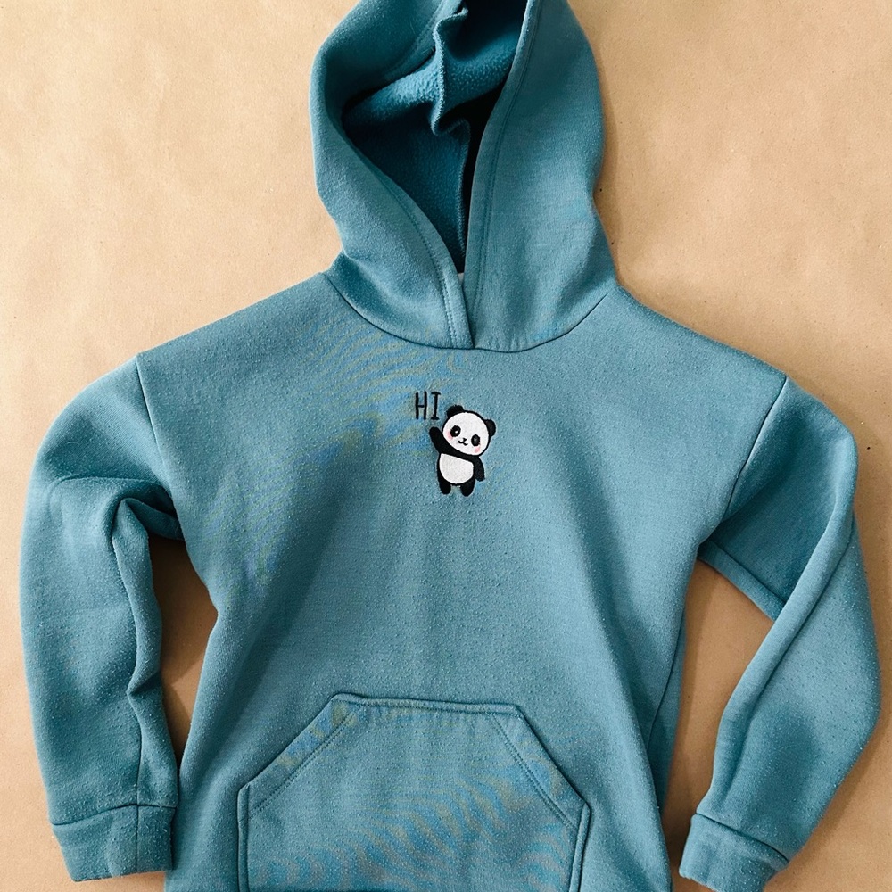Lily Bleu Teal Panda Pullover Hoodie for Kids